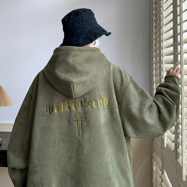 2023 Men'S Streetwear Vintage Embroidered Suede Hooded Sweatshirt High Quality Hoodie Fashion Hip Hop Unisex Pullover Y2K Clothe - Image 7