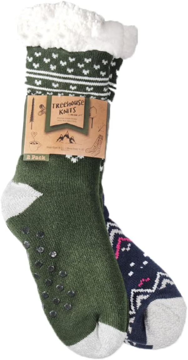 Sock Slippers for Women - 2 Pack Non Slip Socks - Fuzzy Socks Warm Socks with Grippers Sherpa Fleece Lined Thermal - Image 7