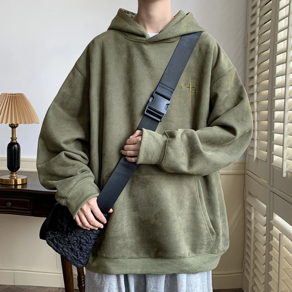 2023 Men'S Streetwear Vintage Embroidered Suede Hooded Sweatshirt High Quality Hoodie Fashion Hip Hop Unisex Pullover Y2K Clothe - Image 8