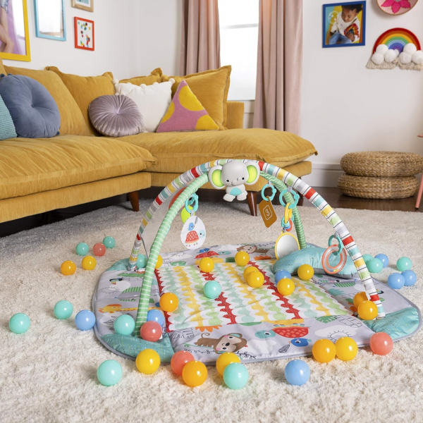5-In-1 Your Way Ball Play - Jumbo Play Mat Converts to Ball Pit Baby Gym, Newborn to Toddler - Totally Tropical (Green) - Image 6