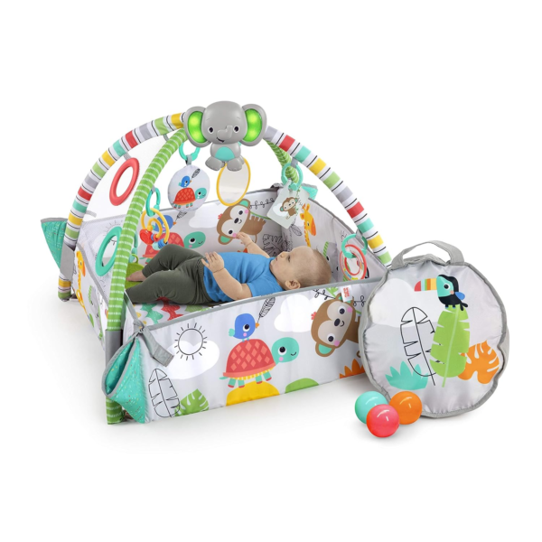 5-In-1 Your Way Ball Play - Jumbo Play Mat Converts to Ball Pit Baby Gym, Newborn to Toddler - Totally Tropical (Green) - Image 14