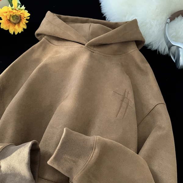 2023 Men'S Streetwear Vintage Embroidered Suede Hooded Sweatshirt High Quality Hoodie Fashion Hip Hop Unisex Pullover Y2K Clothe - Image 9