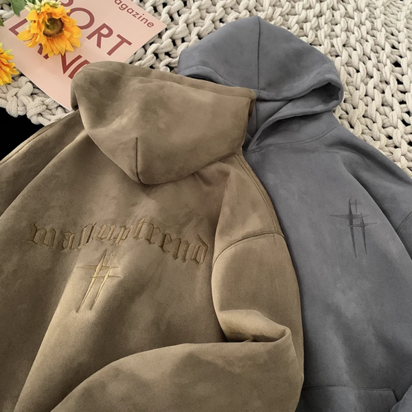 2023 Men'S Streetwear Vintage Embroidered Suede Hooded Sweatshirt High Quality Hoodie Fashion Hip Hop Unisex Pullover Y2K Clothe - Image 2