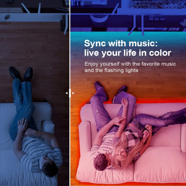 50 FT LED Strip Lights,Bluetooth LED Lights for Bedroom, Color Changing Light Strip with Music Sync, Phone Controller and IR Remote(App+Remote +Mic). - Image 4