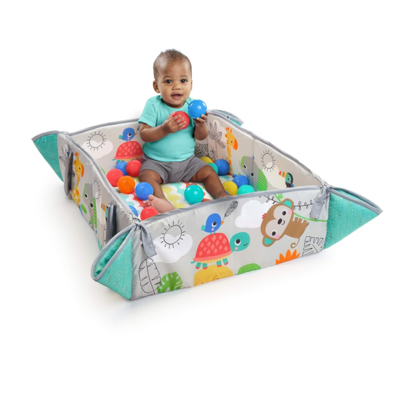 5-In-1 Your Way Ball Play - Jumbo Play Mat Converts to Ball Pit Baby Gym, Newborn to Toddler - Totally Tropical (Green) - Image 11