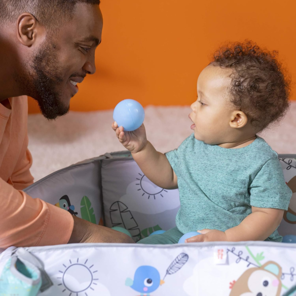 5-In-1 Your Way Ball Play - Jumbo Play Mat Converts to Ball Pit Baby Gym, Newborn to Toddler - Totally Tropical (Green) - Image 9