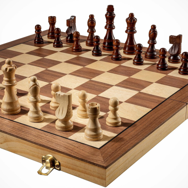 Magnetic Chess Board Set for Adults & Kids, 15" Wooden Folding Chess Boards, Handcrafted Portable Travel Chess Game with Pieces Storage Slots - Image 8
